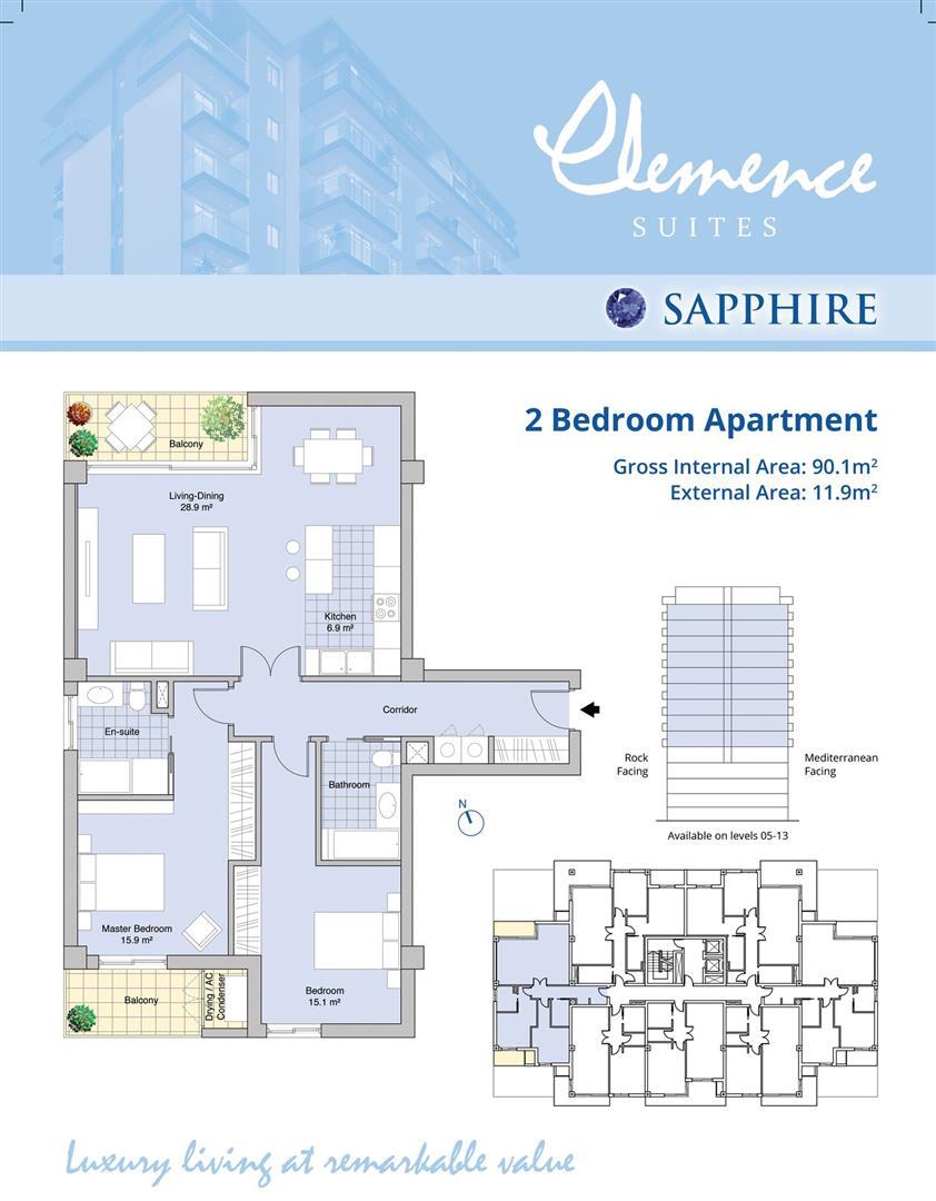 Image of Apartment - 2 Bedrooms - 2 Bathrooms for Rental in Clemence Suites-Gibraltar, Image 14